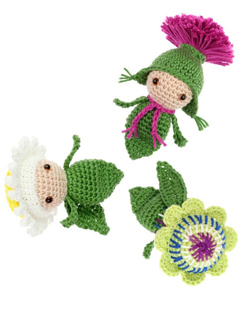 Mini Passionflower Thistle Daisy crochet pattern by Zabbez