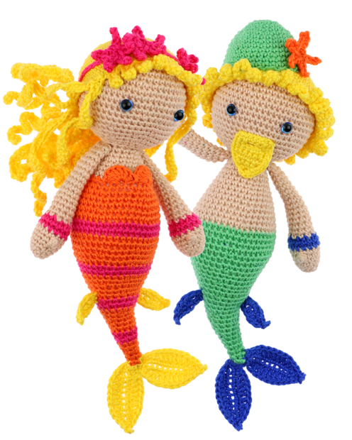 Merman Waldo and Mermaid Wyha crochet pattern by Zabbez