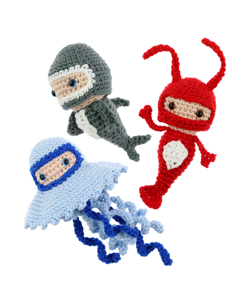 Mini Jellyfish Lobster Shark crochet pattern by Zabbez