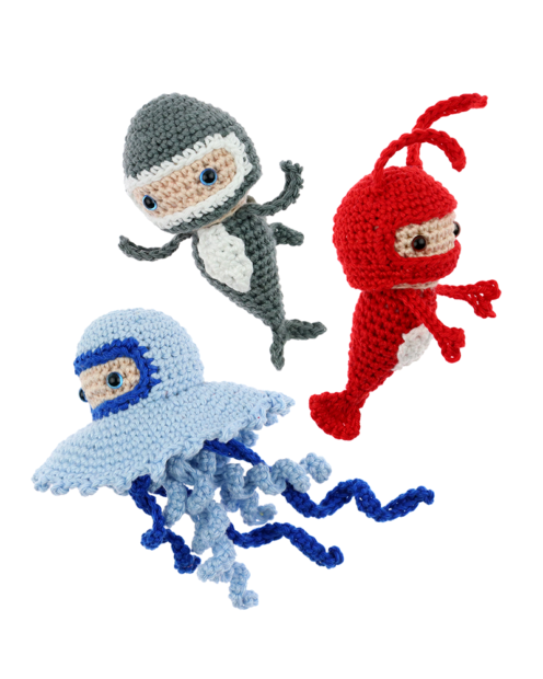 Mini Jellyfish Lobster Shark crochet pattern by Zabbez