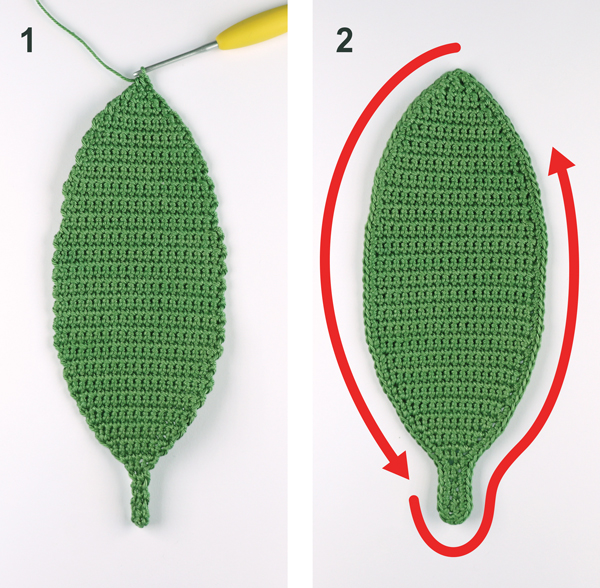 crochet leaf board steps 1 2