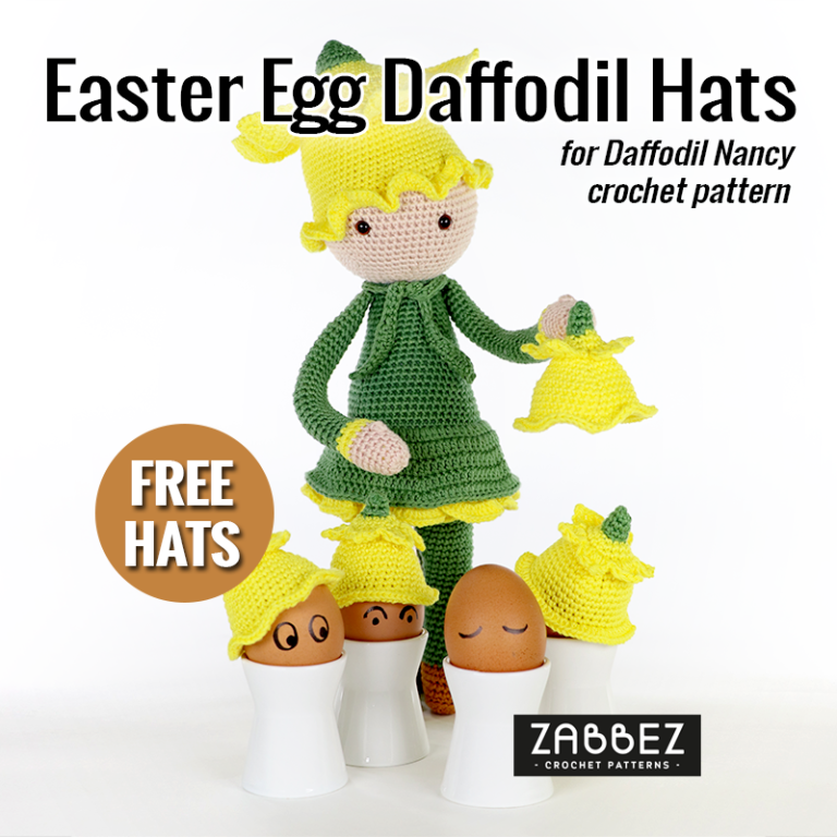 Free crochet pattern Easter Egg Daffodil Hats Zabbez